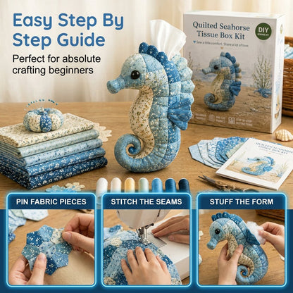 🧵 Kit de costura de caja de pañuelos con animales marinos DIY – ¡Divertidos amigos animales y oceánicos! 🌟