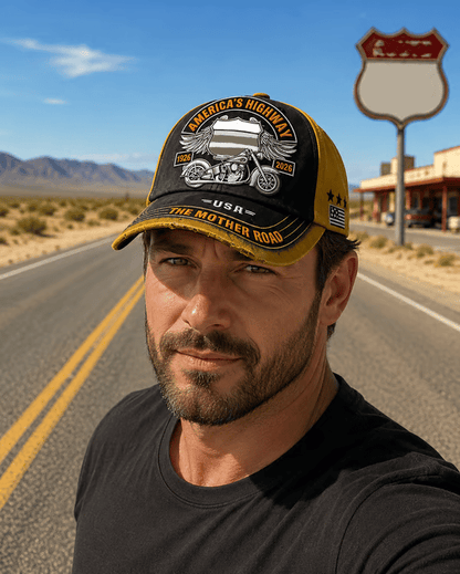 🏍️Gorra de béisbol informal con estampado artístico del centenario de Retro EE. UU.