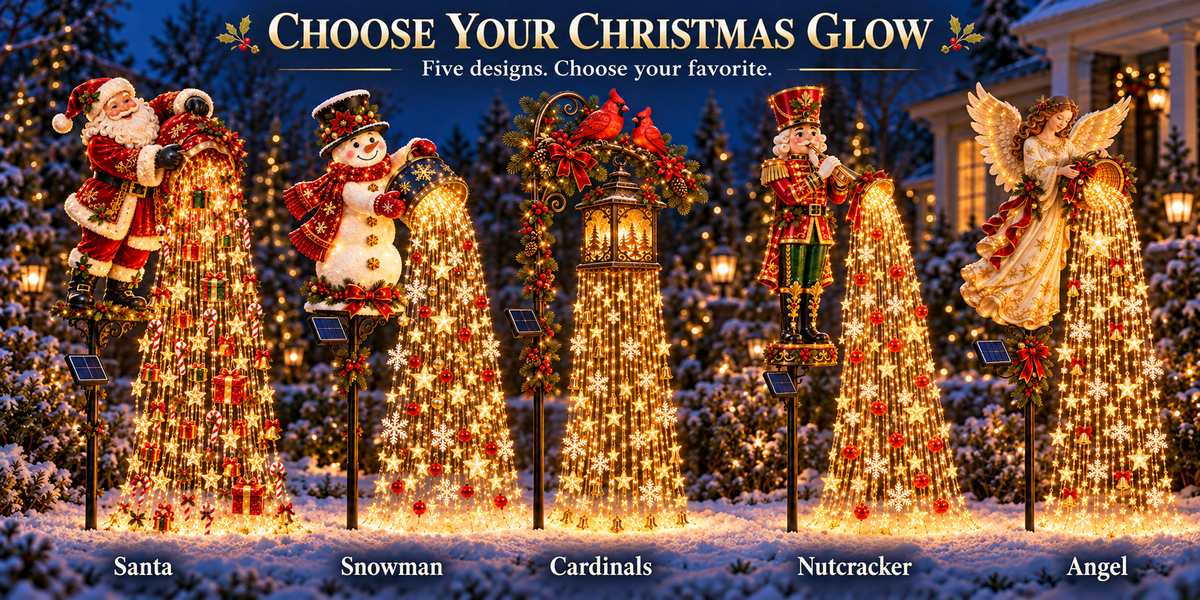 🎄50% OFF & Free Shipping🔥Christmas Starlight Cascade – Solar LED Garden Stake Lights