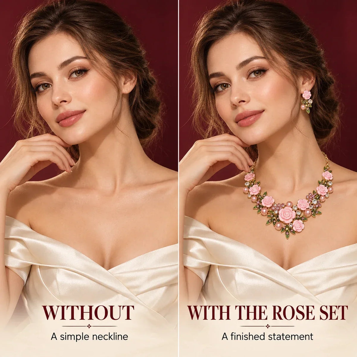 Vintage Rose Garden Pearl & Crystal Jewelry Collection