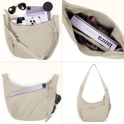 🏆5k sold this week!👜Women's Fashion Plain Color Nylon Crossbody Hobo Bag