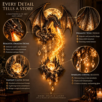 🔥 Last Day 49% OFF – 🐉 Dragonfire Moonlight Wall Lamp | Enchanted Fantasy Castle Decor 🌙