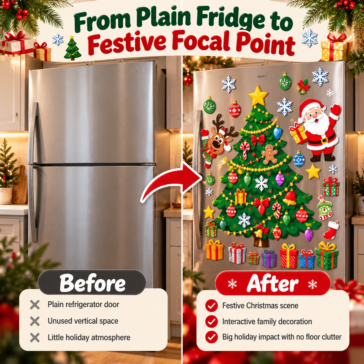 🎄 Magnetic Christmas Decorations – DIY Reusable Fridge Magnets with Christmas Tree & Holiday Characters