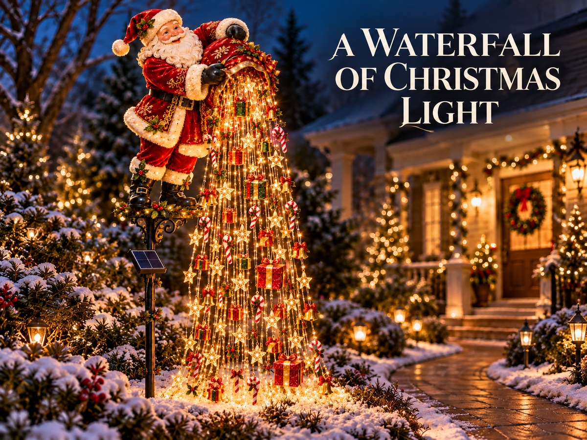 🎄50% OFF & Free Shipping🔥Christmas Starlight Cascade – Solar LED Garden Stake Lights