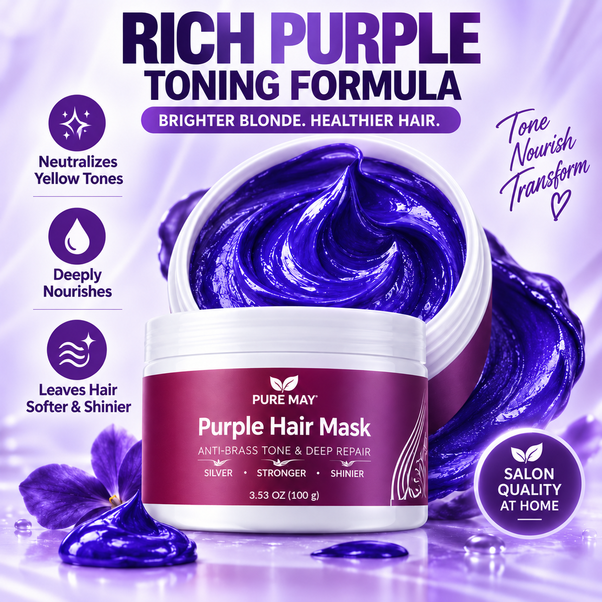 Anti-Yellowing Purple Hair Mask 💜 Say goodbye to Red Highlights! 💜