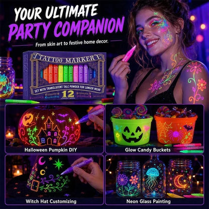 ✨ Glow Party Tattoo Pens – Neon Temporary Tattoo Markers