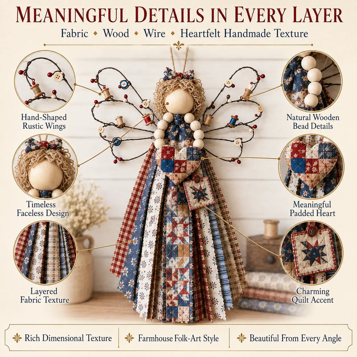 🔥This Week 50% OFF - Angel Fabric Hanging DIY Kit - Stitch a Little Blessing That Stays Forever