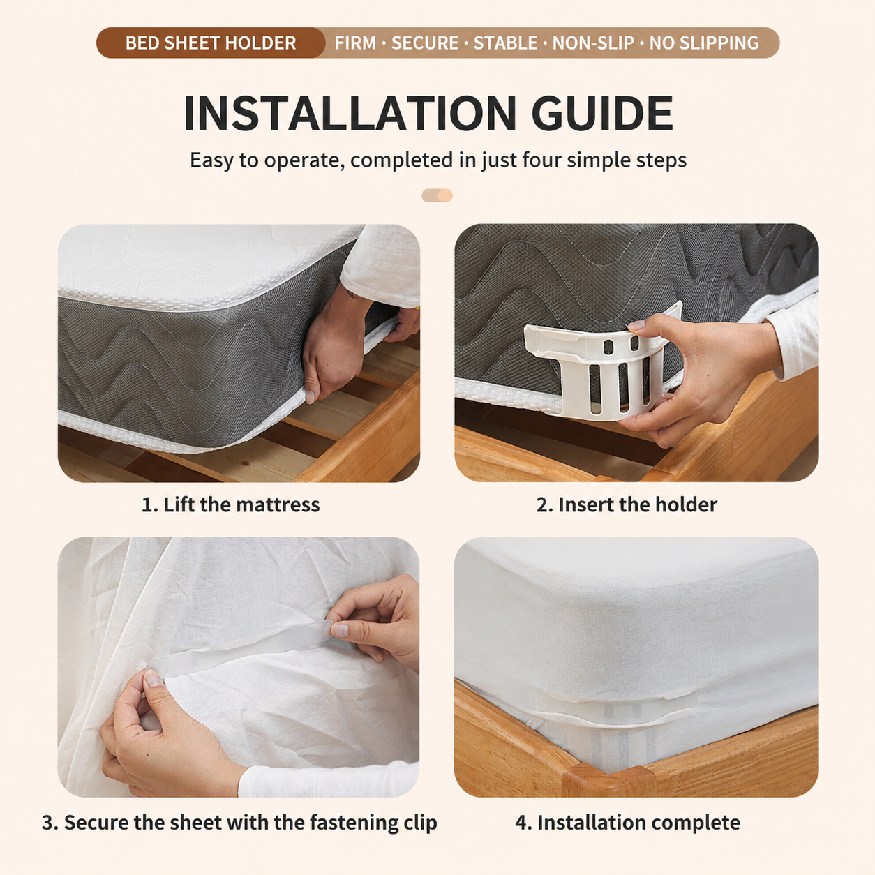 4-Pack Bed Sheet Tie-Down Straps, Suitable For Mattresses Of Various Sizes