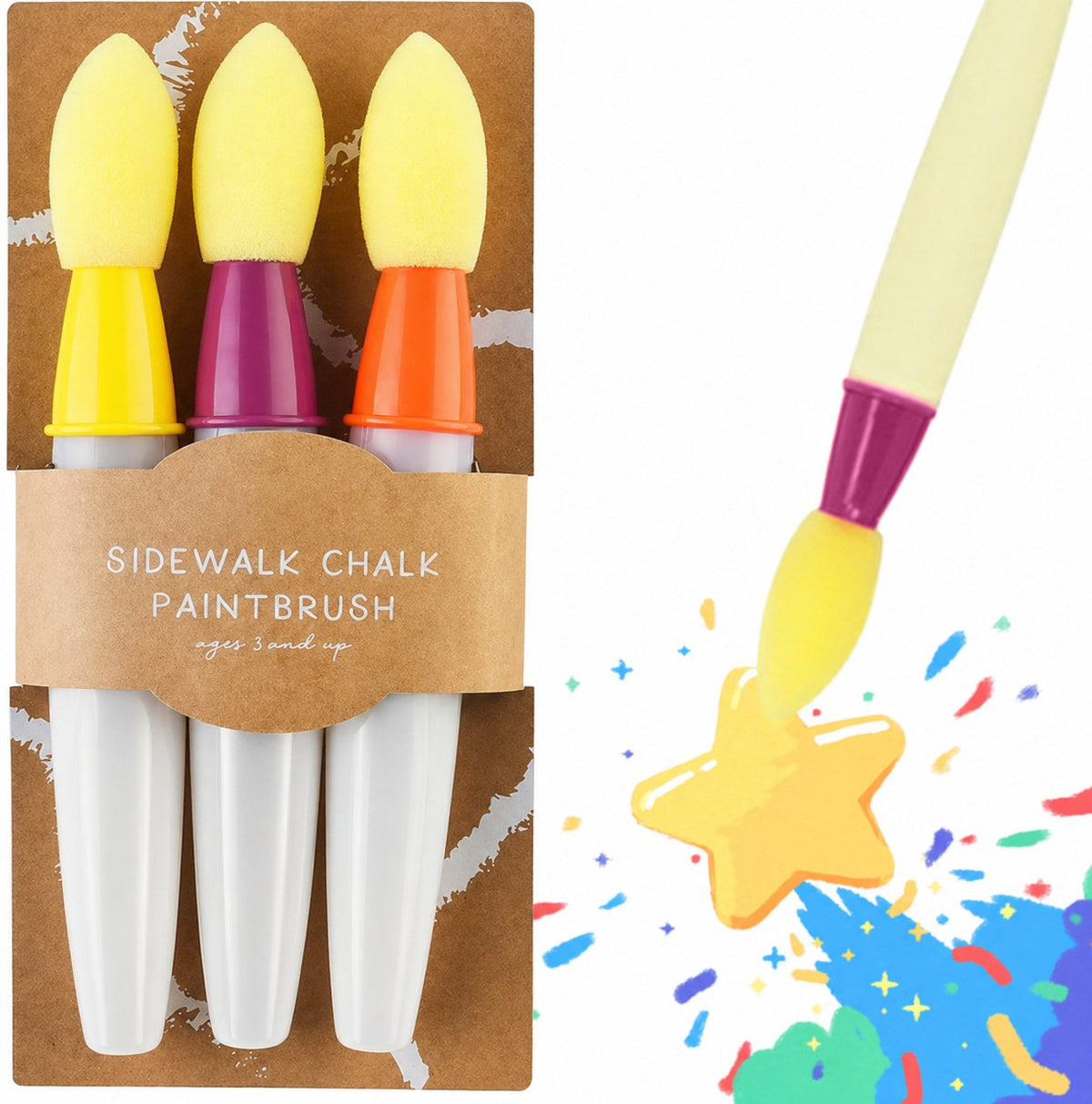 🌈Outdoor Sidewalk Chalk Paint Brush Set | Paint in the Brushes – Just Add Water✨🎨