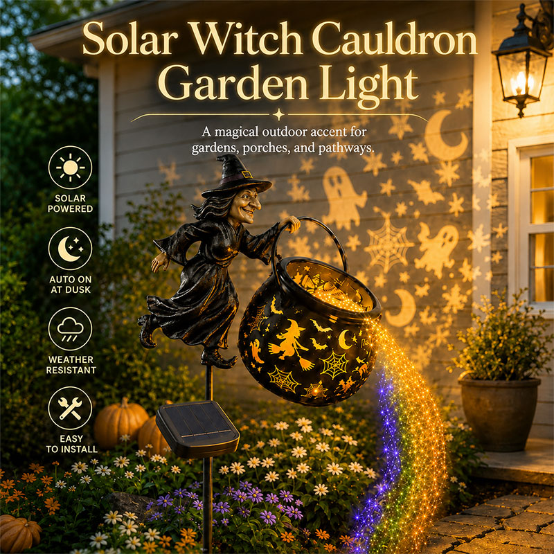 🎉 Halloween Early Bird Sale 60% 🧙‍♀️Halloween Witch Cauldron Solar-powered Garden Light
