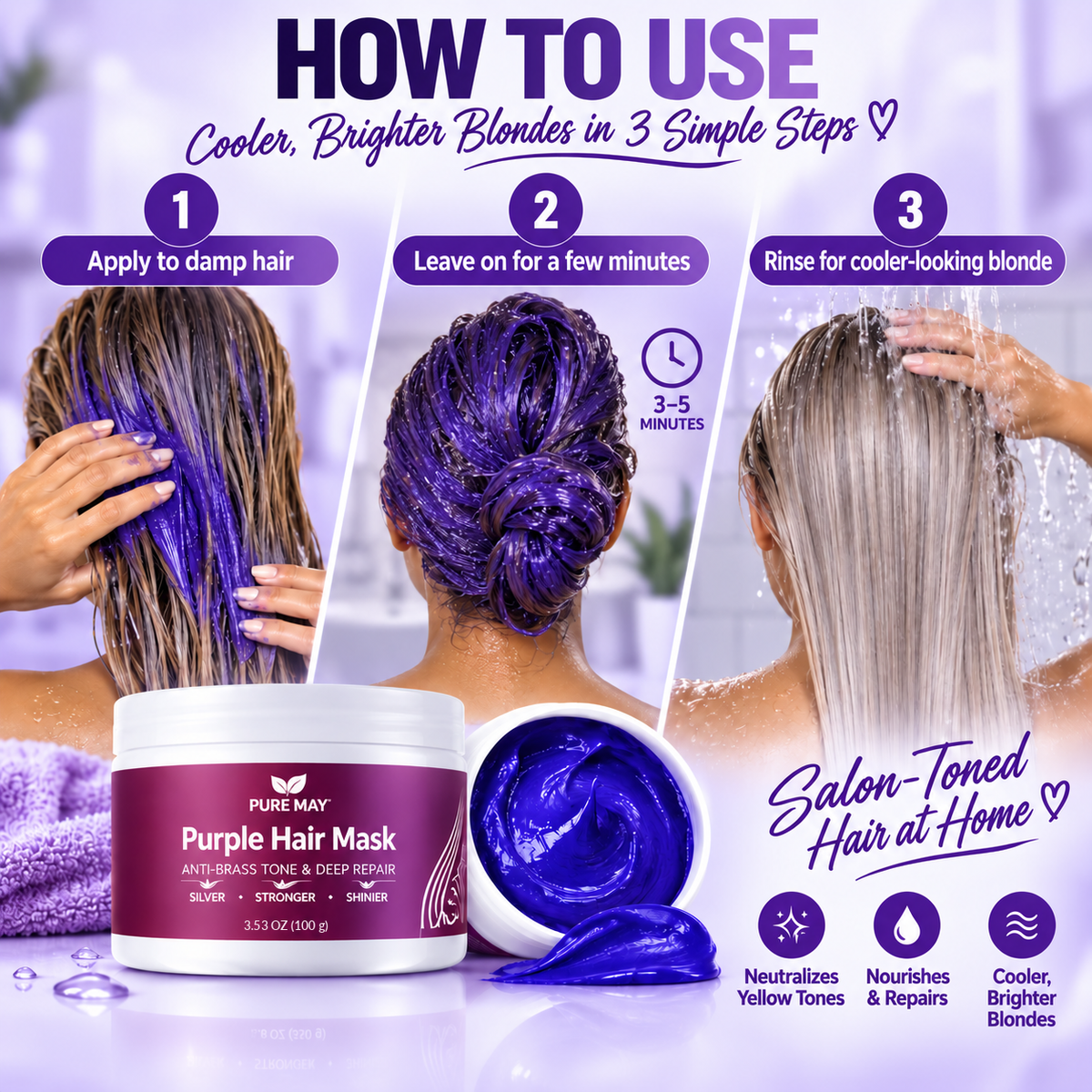 Anti-Yellowing Purple Hair Mask 💜 Say goodbye to Red Highlights! 💜