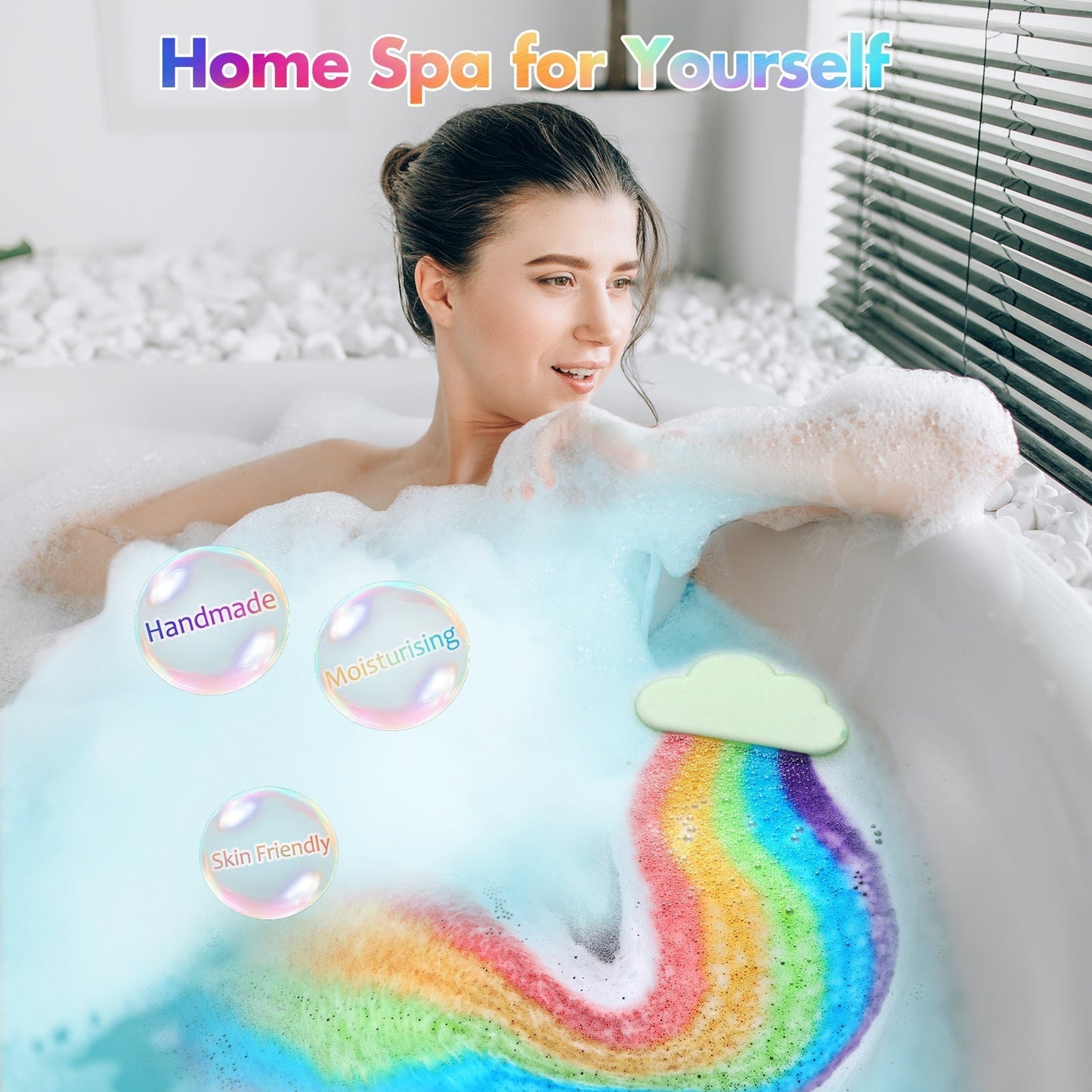 🌈 Bombas de Baño Nube Arcoíris – Convierte Cada Baño en un Mágico Spa de Arcoíris