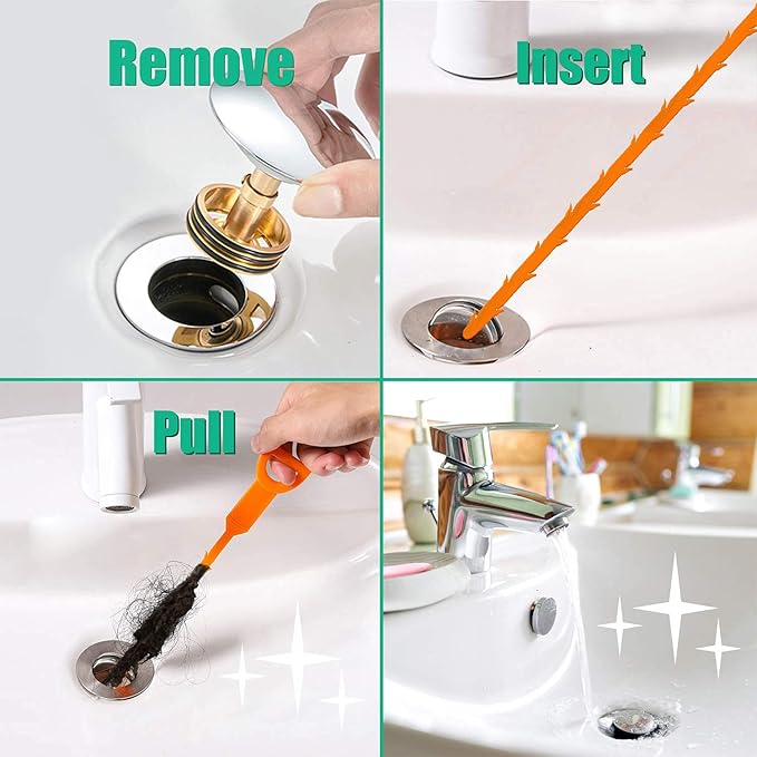 10PCS Hair Clog Remover for Toilet Pipes and Sinks