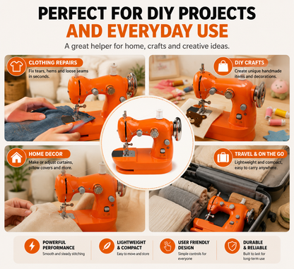 Mini Electric Sewing Machine – Beginner-Friendly Portable Sewing Machine with Foot Pedal for Clothing Repair & DIY Crafts