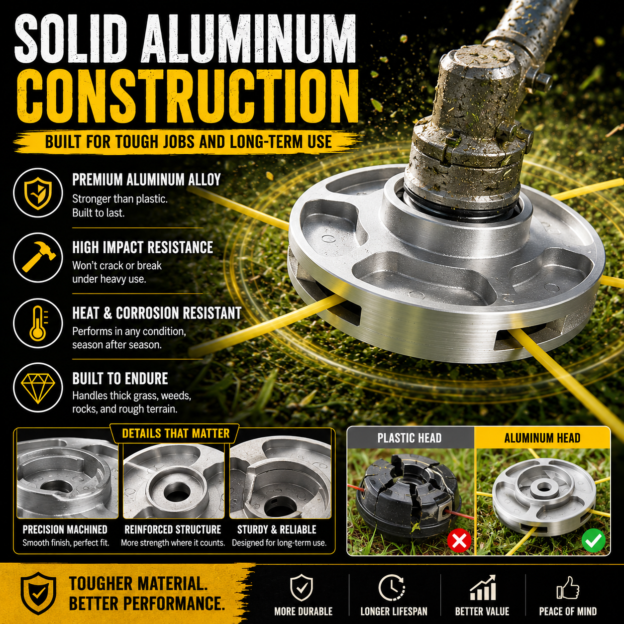 🌿 Cabezal Universal de Aluminio para Desbrozadora | Repuesto Resistente para Cortabordes