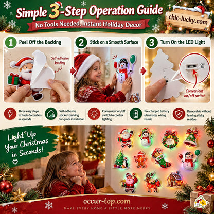 🎄Christmas Sale!! 💞50K+ SOLD! 🎄✨ 50% OFF! LED Christmas Light-Up Wall Decals – built-in LED, pre-installed batteries, 12/24/36pcs. Peel & stick festive glow for walls & windows! 🎅💡