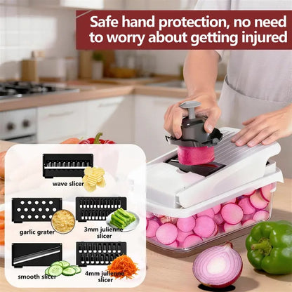 🥕15-in-1 Vegetable Chopper | Multifunctional Food Cutter with Container