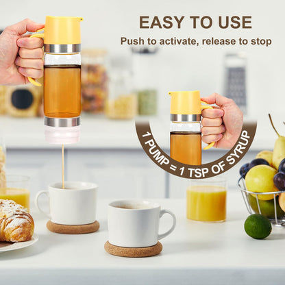 🍯12oz No-Drip Glass Honey & Syrup Dispenser – Mess-Free, Easy Pour & Perfect for Kitchen & Breakfast  ✨ 🍽️