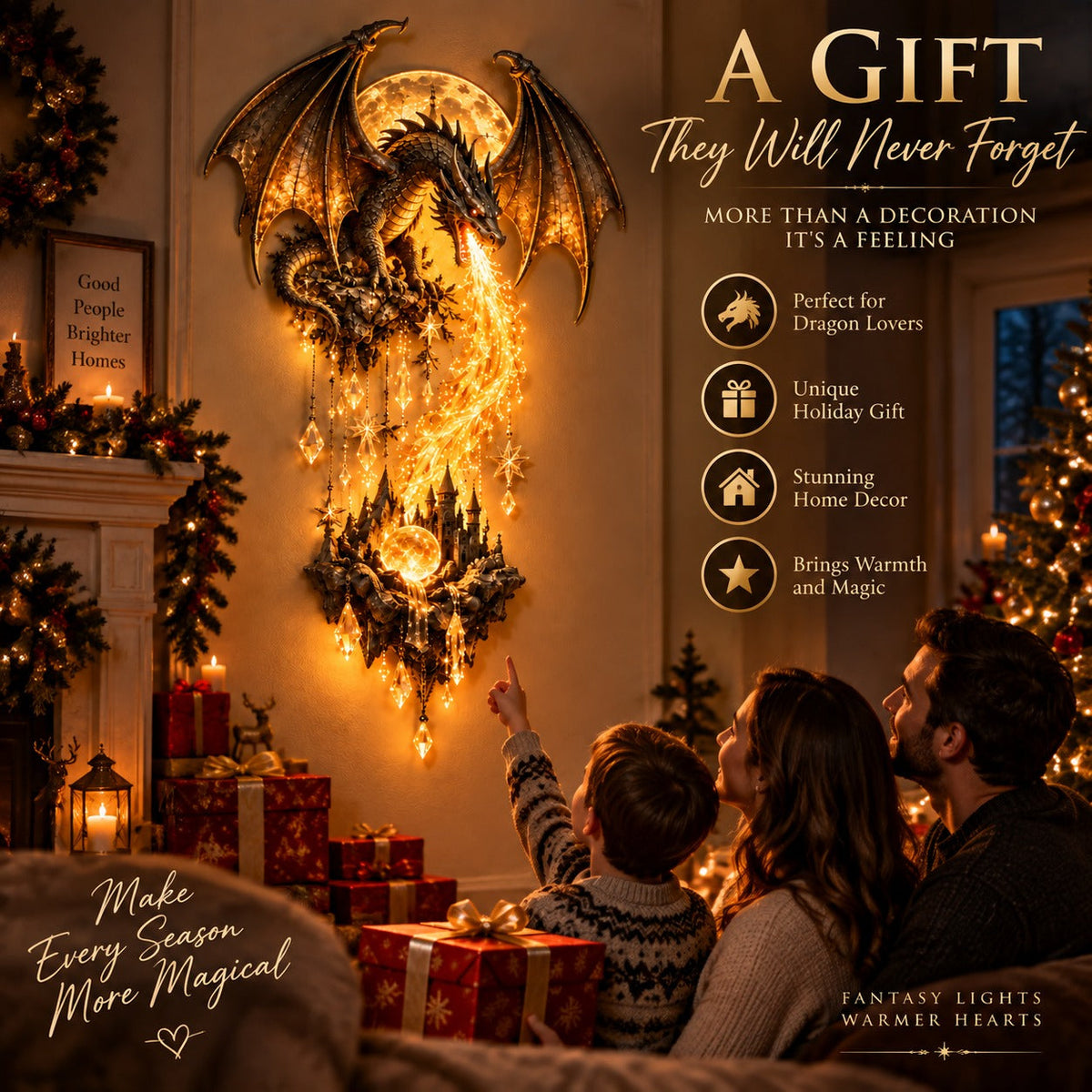 🔥 Last Day 49% OFF – 🐉 Dragonfire Moonlight Wall Lamp | Enchanted Fantasy Castle Decor 🌙