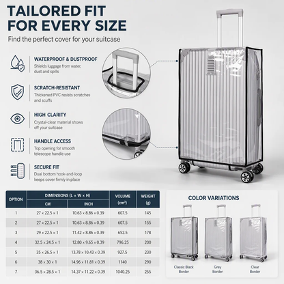 ⏳LAST DAY SALE 50% OFF!🧳 Clear Waterproof Luggage Cover, Transparent Anti-Scratch Dustproof Suitcase Protector, Fits 22/24/26/28 Inch Suitcases