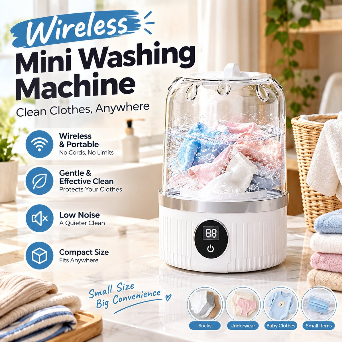 Wireless Mini Washing Machine