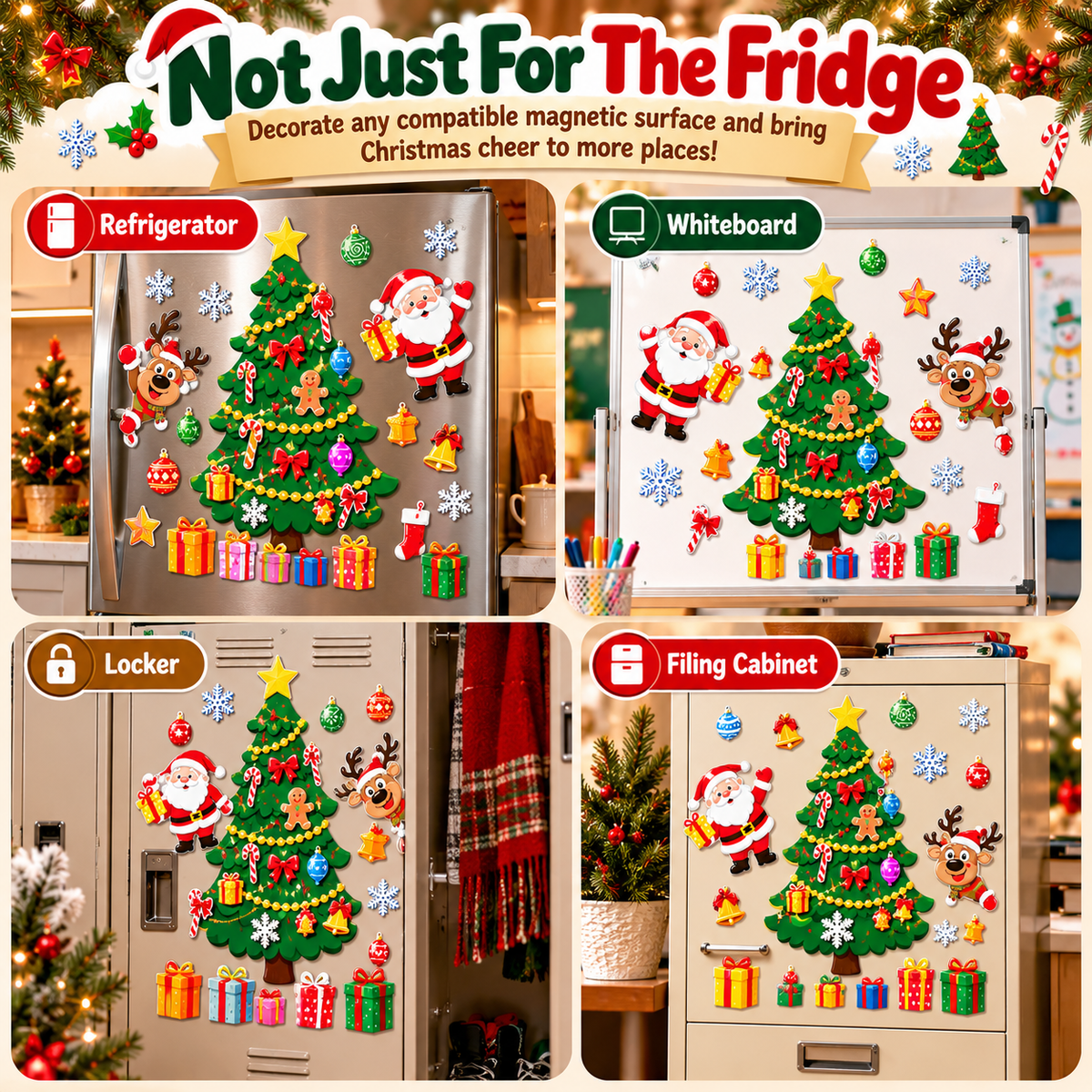 🎄 Magnetic Christmas Decorations – DIY Reusable Fridge Magnets with Christmas Tree & Holiday Characters