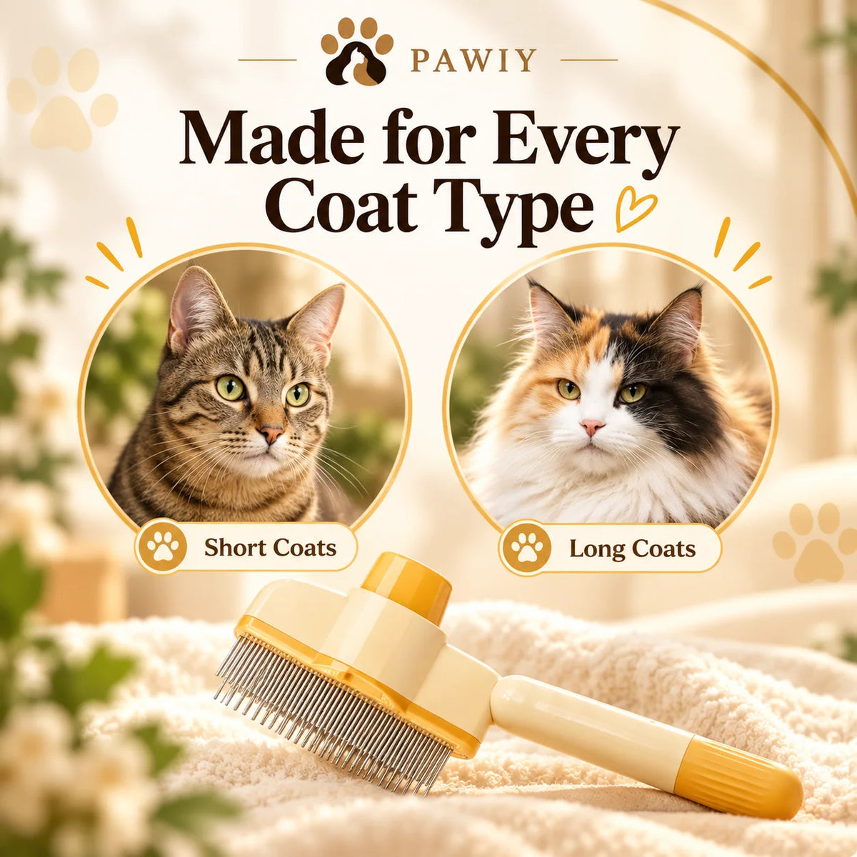 PAWIY CoatClick Pro for short-haired and long-haired cats