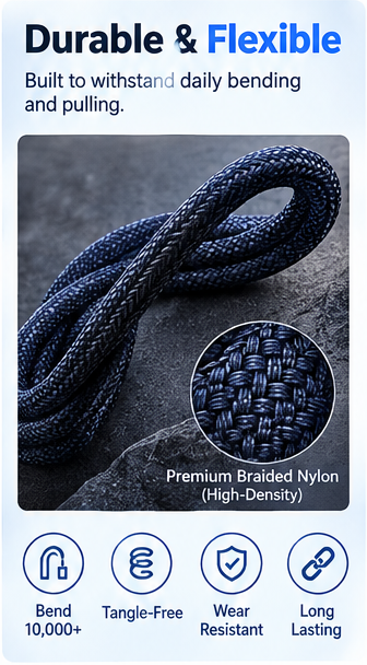 Charge Any Device Instantly! No-Overcharge 100W Braided Cable