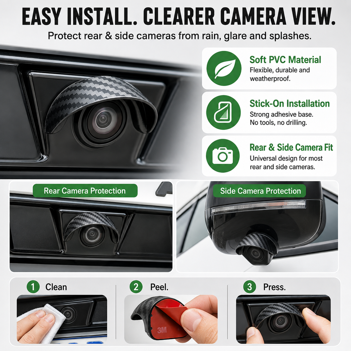 🌧️ 4PCS Car Backup Camera Rain Shield – Clearer Rear View in Rain