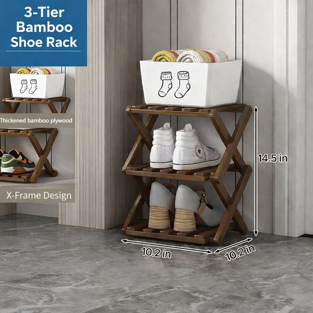 The 9-Tier No-Assembly Bamboo Rack !✨👟