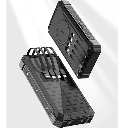 Solar Power Bank Pro 20,000mAh with 4 Built in Cables Qi Wireless Charger Stealth Angel Survival
