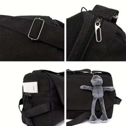 🔥 Last Day Limited Time Promotion🔥Men's Plain Canvas Crossbody Bag with Frog