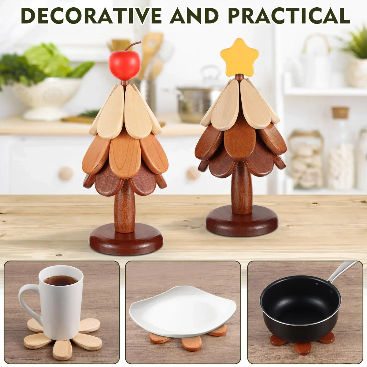 🌲Natural Wooden Tree Trivets