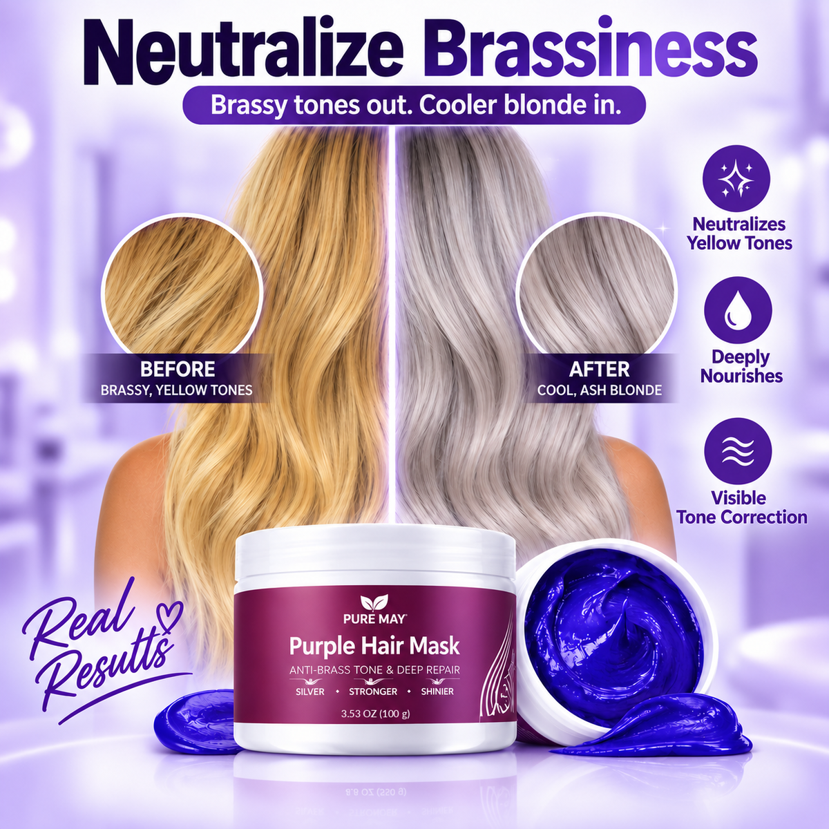 Anti-Yellowing Purple Hair Mask 💜 Say goodbye to Red Highlights! 💜