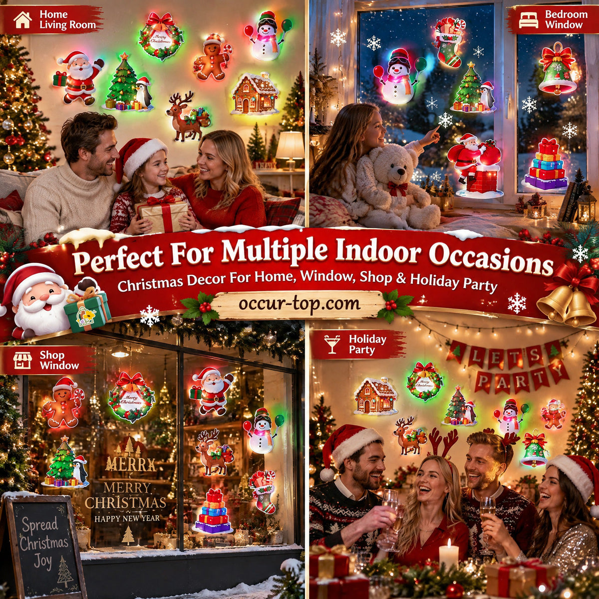 🎄Christmas Sale!! 💞50K+ SOLD! 🎄✨ 50% OFF! LED Christmas Light-Up Wall Decals – built-in LED, pre-installed batteries, 12/24/36pcs. Peel & stick festive glow for walls & windows! 🎅💡
