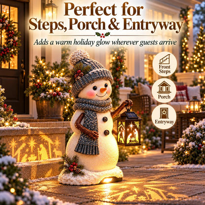⛄️🎄Snowman Nativity Glow – Solar Christmas Step Light with Holy Family Projection🌙