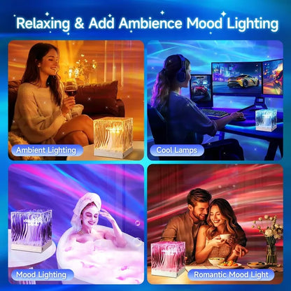 "Flame Flower" Bedroom Mood Light — Creative Water Ripple Projection Lamp