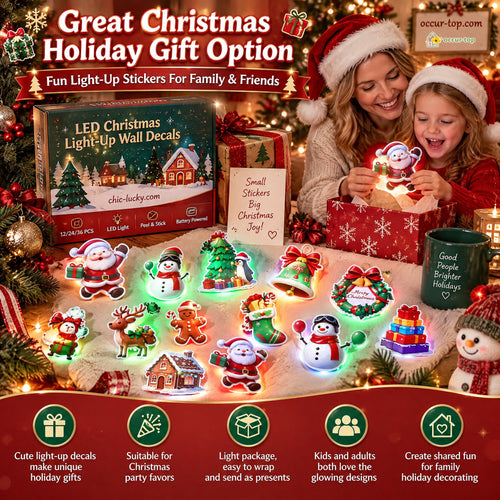 🎄Christmas Sale!! 💞50K+ SOLD! 🎄✨ 50% OFF! LED Christmas Light-Up Wall Decals – built-in LED, pre-installed batteries, 12/24/36pcs. Peel & stick festive glow for walls & windows! 🎅💡
