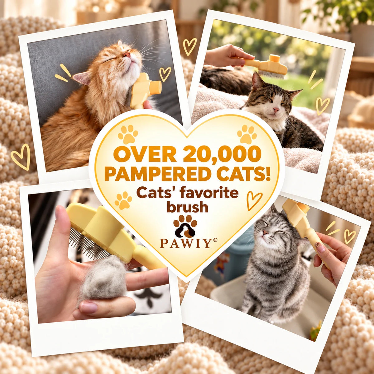 Cats enjoying grooming with PAWIY CoatClick Pro