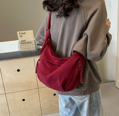 🏆5k sold this week!👜Women's Fashion Plain Color Nylon Crossbody Hobo Bag