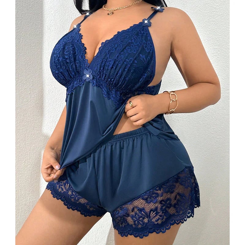 🥳GRAN VENTA 2026🥳💞¡Más de 50.000 vendidos!👗🌸 Conjunto de pijama de tirantes y pantalones cortos con encaje 🛏️✨