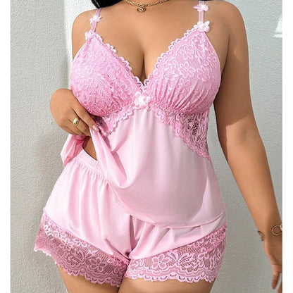 🥳GRAN VENTA 2026🥳💞¡Más de 50.000 vendidos!👗🌸 Conjunto de pijama de tirantes y pantalones cortos con encaje 🛏️✨