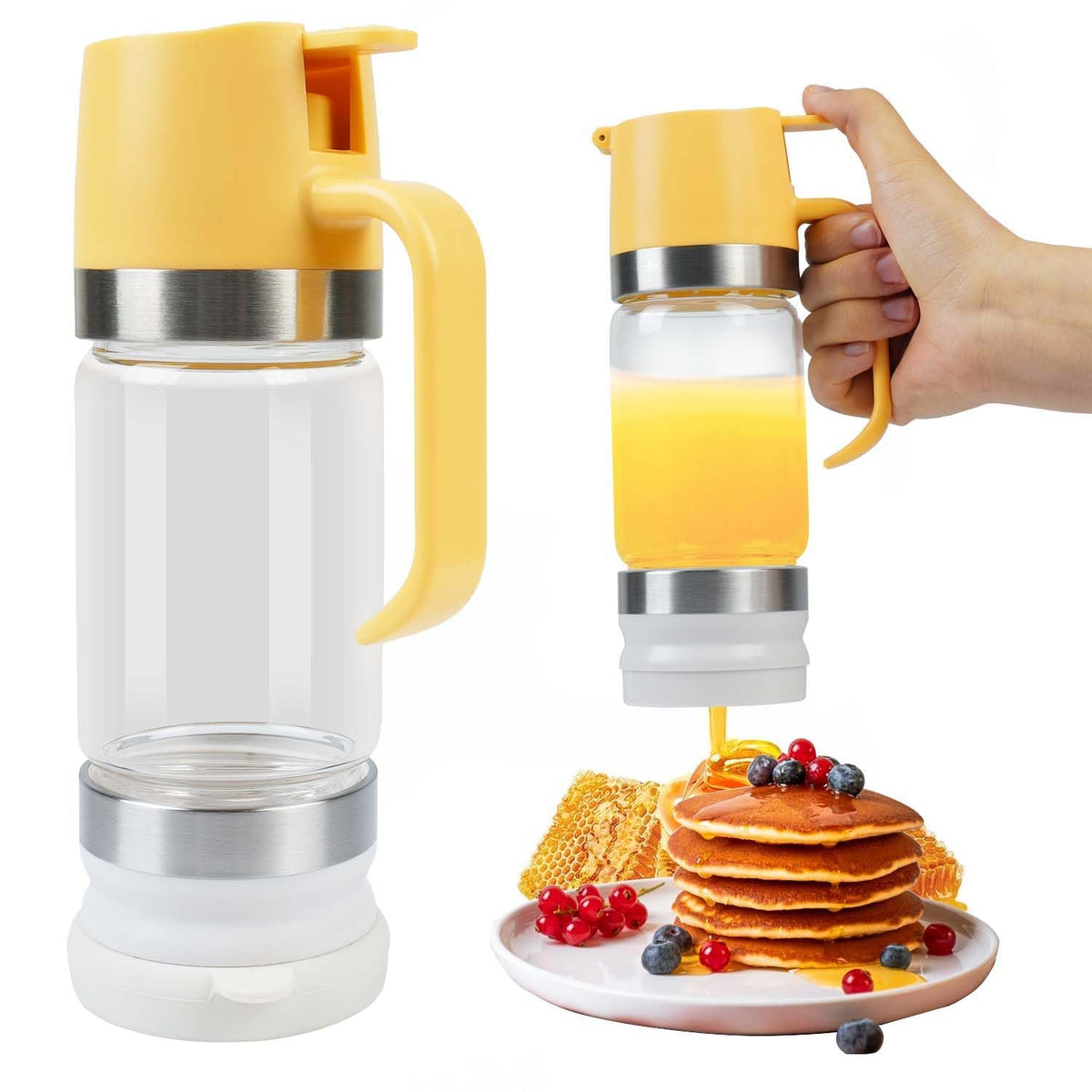 🍯12oz No-Drip Glass Honey & Syrup Dispenser – Mess-Free, Easy Pour & Perfect for Kitchen & Breakfast  ✨ 🍽️