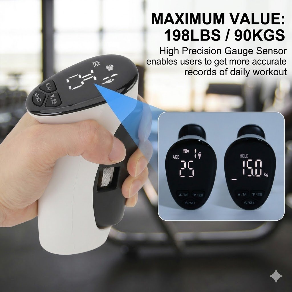Digital Hand Dynamometer with Adjustable Grip and Backlit Display