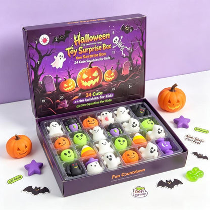 Christmas Squishy Advent Calendar Bundle | Halloween & Holiday Fidget Toy Countdown Calendars, 24 Surprise Squishies Each