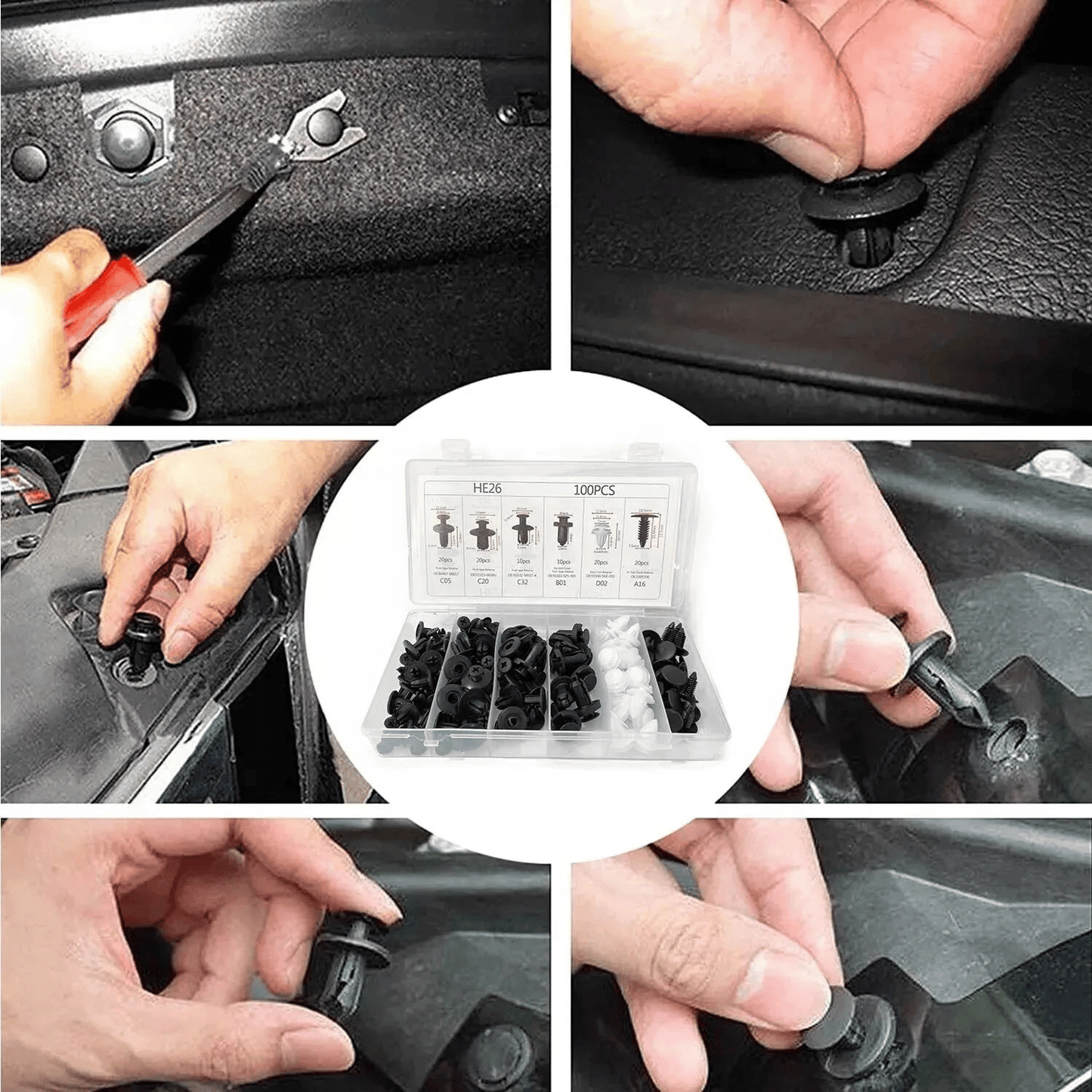 Expansion Screw Clips Set for Automobiles Mudguard Leaf Plates Door Panel Clips(100 PCS)