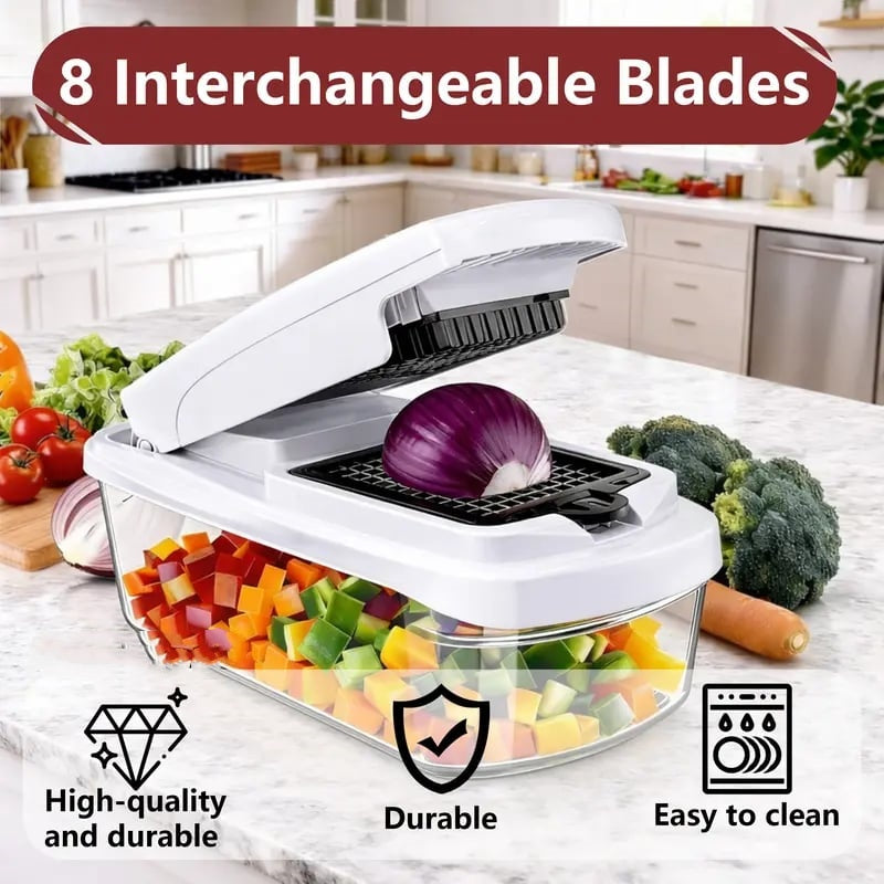 🥕15-in-1 Vegetable Chopper | Multifunctional Food Cutter with Container