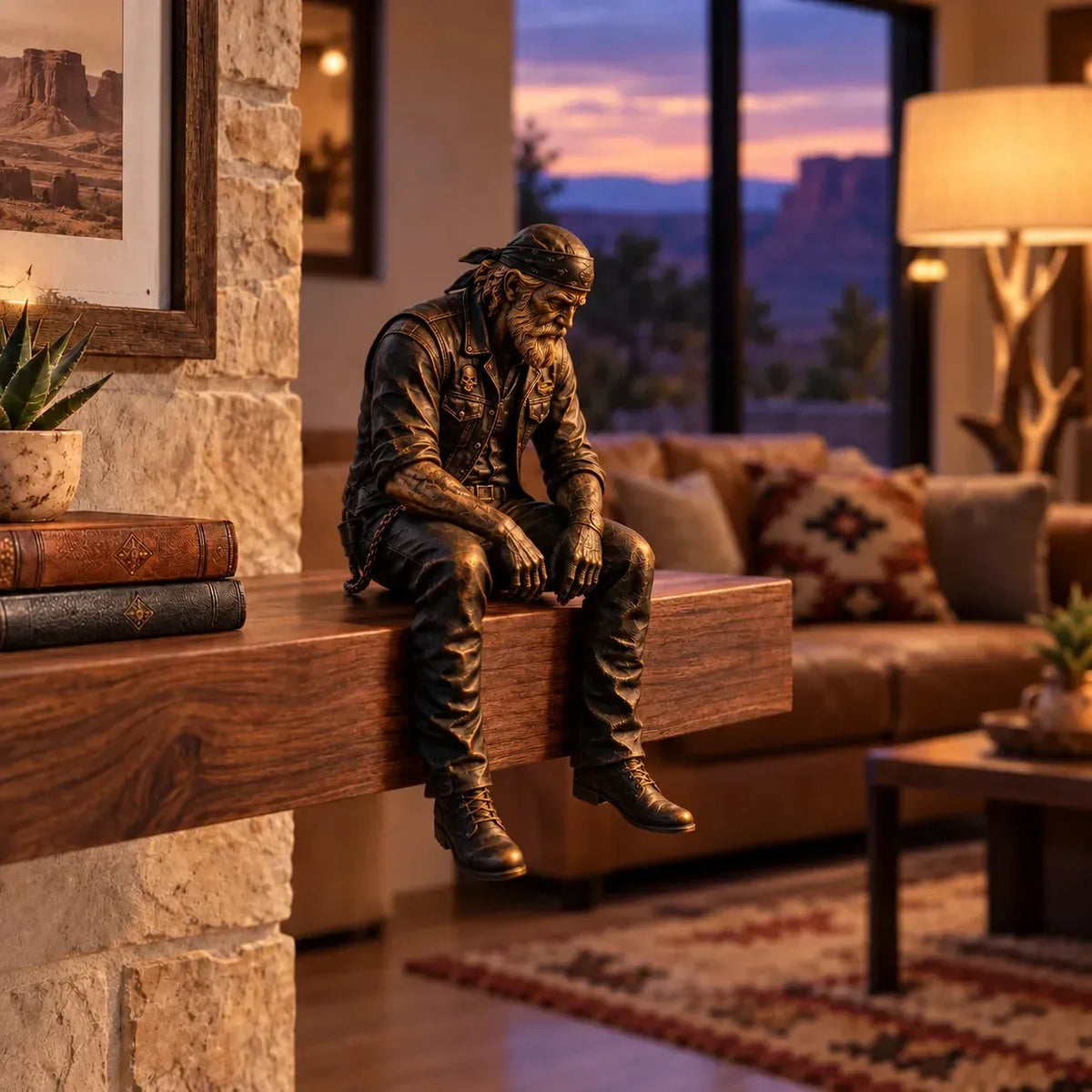 ⏳ Last Day 49% OFF – 🏍️ Old Biker Soul Shelf Sitter | 5 Rustic Rider Designs with Antique Bronze-Look Finish 🤎