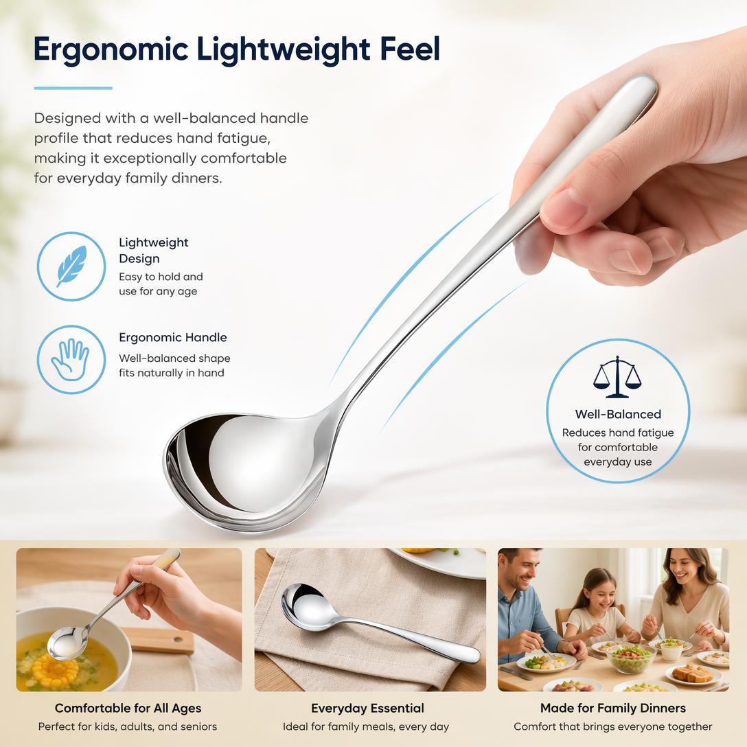 🍲✨ Stainless Steel Soup Spoon Set