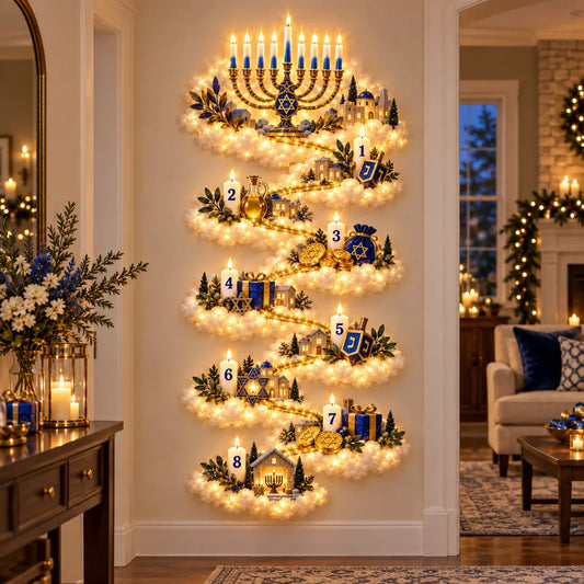 🔥🎁🕎 Hanukkah Festival of Lights Wall Decor Collection – 4 Glowing Designs Celebrating Eight Nights of Light ✨